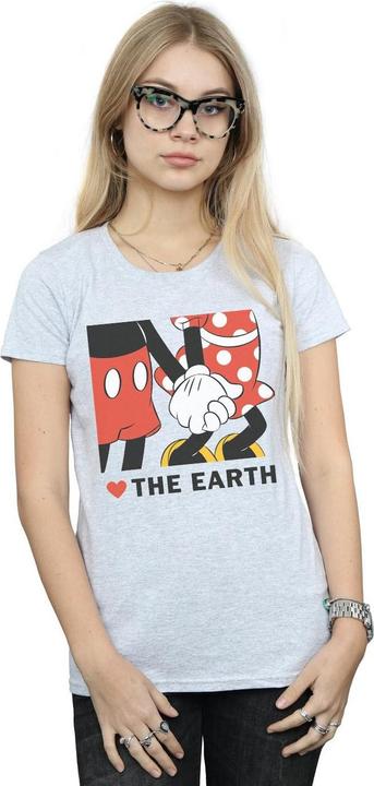 Actual product image Disney Womens/Ladies Mickey Mouse Heart The Earth Cotton T-Shirt (L)