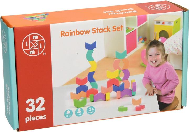 Image du produit Jeu d'empilage de blocs en bois Arc-en-ciel, 32 pcs.