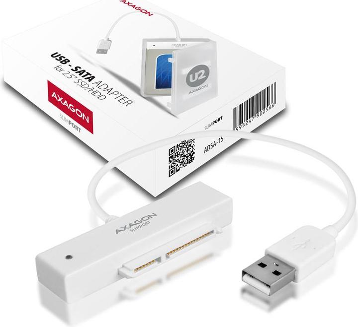 Produktbild Axagon ADSA-1S6 SLIMPort Adapter, USB 2.0, 2,5" SSD/HDD, SATA - mit Case (2.5")