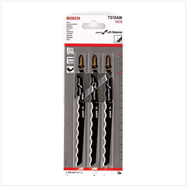 Immagine prodotto Bosch Professional Zubehör Lama per seghetto alternativo PRO Soft Material T313AW, 152 mm, 3 pezzi.
