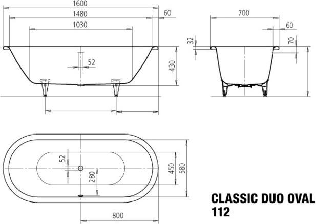 Image du produit Kaldewei Classic Duo Oval 112 160x70cm 29130001