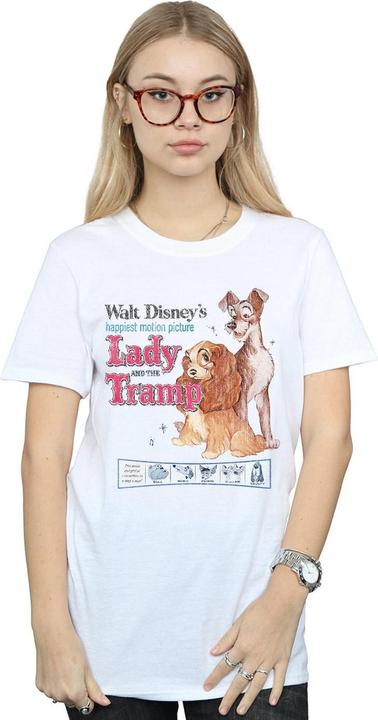 Actual product image Disney Womens/Ladies Lady And The Tramp Distressed Classic Poster Cotton Boyfriend T-Shirt (M)