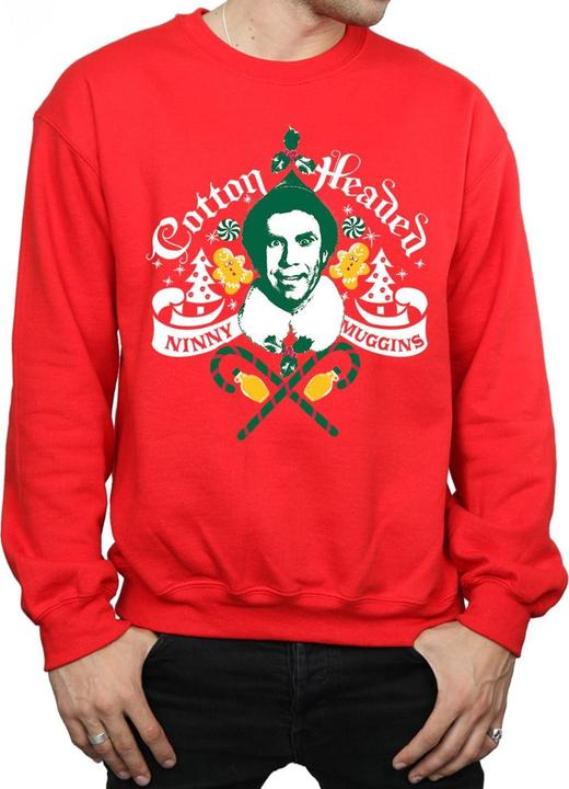 Actual product image Elf Mens Headed Ninny Muggins Sweatshirt (XL)