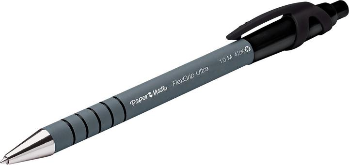 Produktbild Paper Mate Flexgrip Ultra Clip-on-Einziehkugelschreiber Medium 12 Stücke (Schwarz, Grau, 12 x)