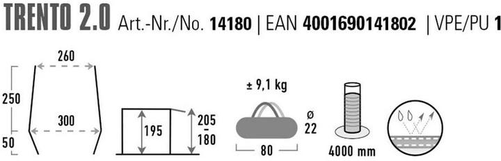 Actual product image High Peak Bus tent Trento 2.0 lightgrey-darkgrey-lime (Dome tent, 9.10 kg, 2 persons)