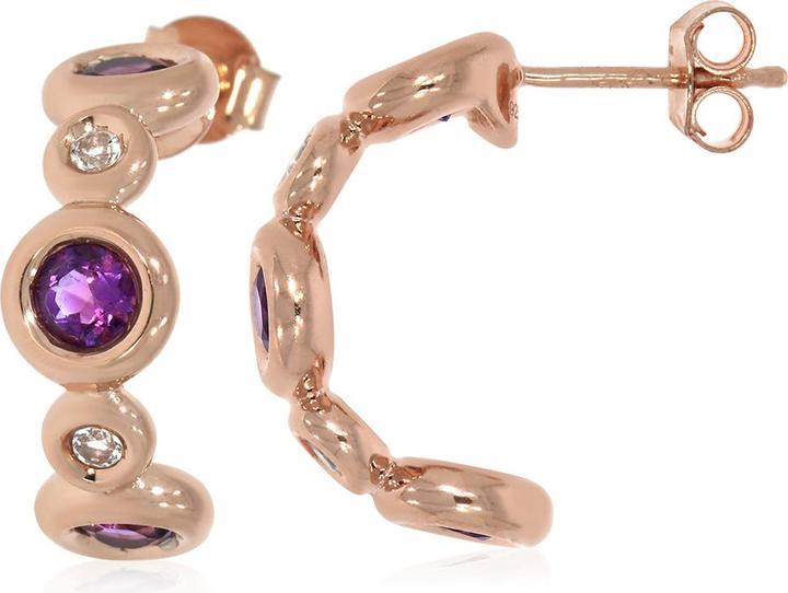 Actual product image Xen Studded creoles with amethyst and white topaz approx. 2.87 ct. rose gold plated (925 Sterling silver)