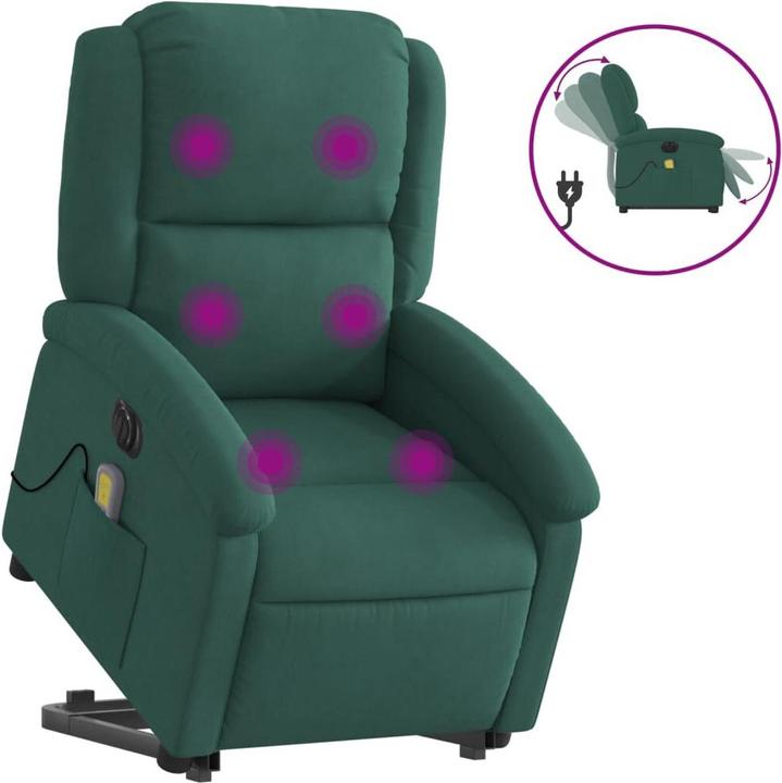 VidaXL Poltrona massaggiante con ausilio per la risalita, elettrica e in velluto