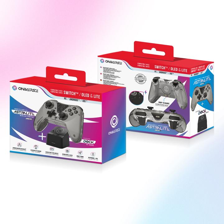 Produktbild Oniverse Nintendo Switch Astralite Controller Wireless Smoked Black inkl. Charging Station (Android, iOS, Switch, PC, Switch Lite, Switch OLED)