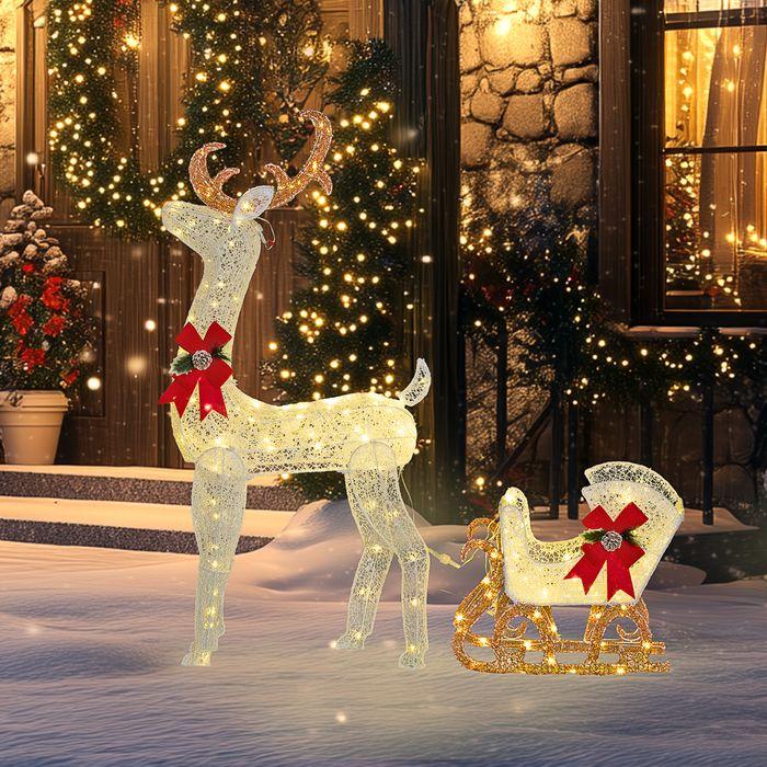 Image du produit Swisshandel24 LED Rentier und Schlitten Weihnachtsdeko mit 170 Lichtern für Indoor, Outdoor