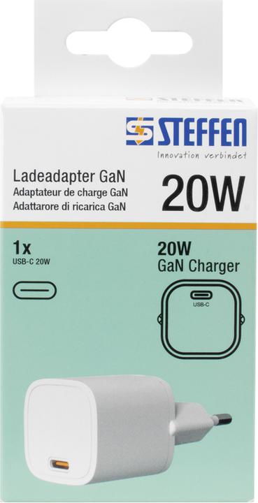 Image du produit Steffen Ladeadapter GaN 20W PD 1xUSB-C max. 3A ws (Type 13, 1 x)