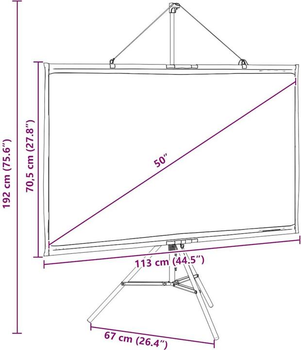 Immagine prodotto VidaXL Schermo per proiettore con treppiede Schermo per proiezione da 50 pollici 16:9 (50", 16:9)