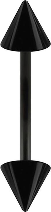 Star Piercing Micro Banane schwarz mit zwei Cones (Chirurgenstahl 316L, ohne Messing)
