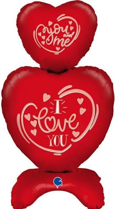 Produktbild Amscan XL I Love you - you and me Herz Ballon (zum selber aufblasen mit Luft)