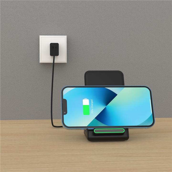 Actual product image Apfelkiste Qi Wireless Charger Induktionsladegerät Ladestation - Schwarz (15W) (15 W)