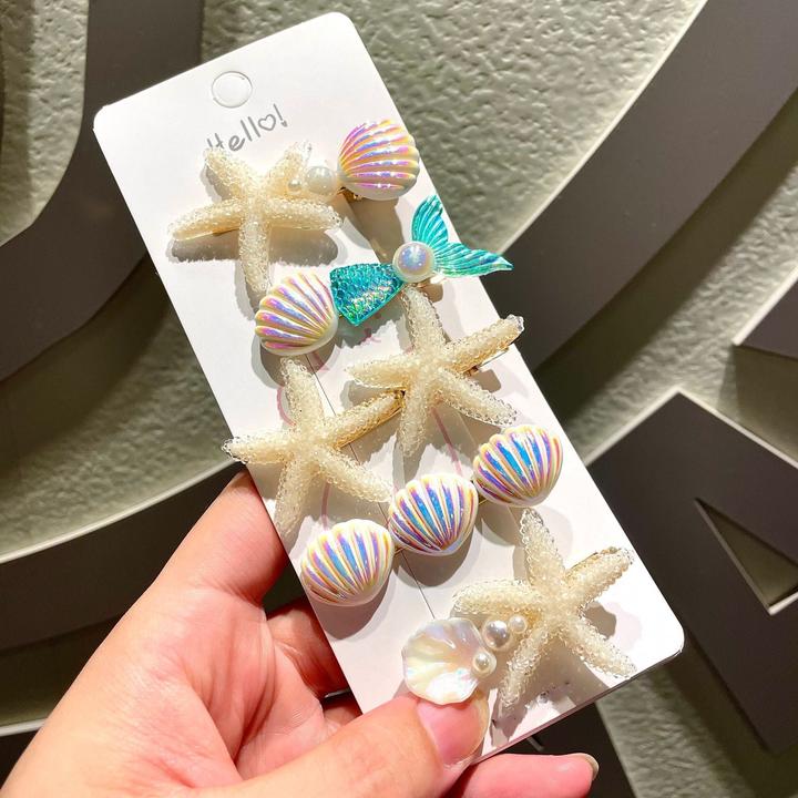 Immagine prodotto Activity Board Cute Candy Color Shell Mermaid Sugar Starfish Hair Clip Bangs Clip High-End Side Clip Hairpin