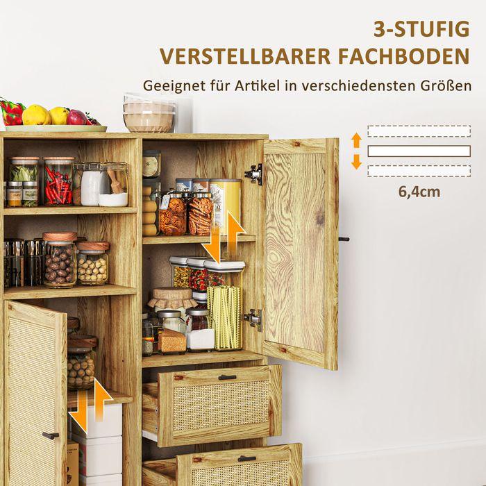 Image du produit Swisshandel24 Kommode, Aufbewahrungsschrank mit Rattan-Türen, Mehrzweckschrank mit Schubladen (80 x 40 x 120 cm)