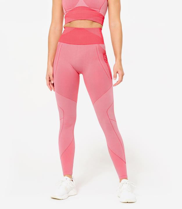 Produktbild Domyos Leggings Damen seamless hohe Taille - rot/rosa (XS)