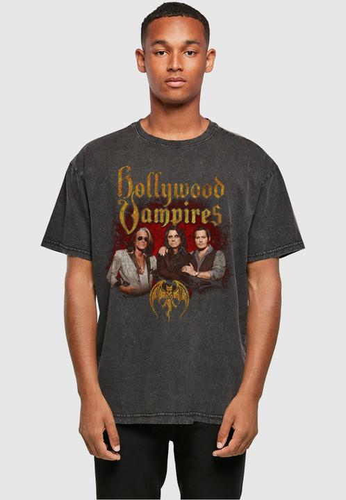 Produktbild Merchcode Hollywood Vampires - Group Photo Acid Washed Heavy Oversized Tee - 114377 (XL)