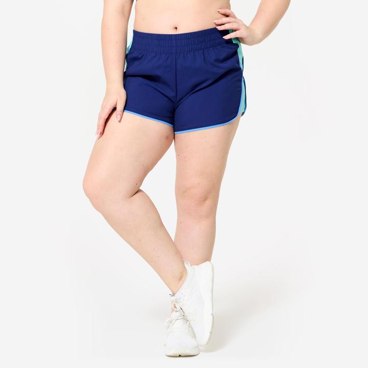 Image du produit Domyos short de fitness court et léger, imprimé bleu léopard bande bleu ciel (S)