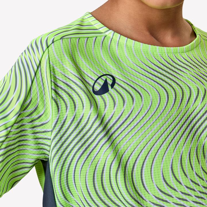 Image du produit Kipsta Maillot De Football Enfant Manches Courtes Viralto Wave Jaune Fluo, Gris,Noir (8, 9, 10)