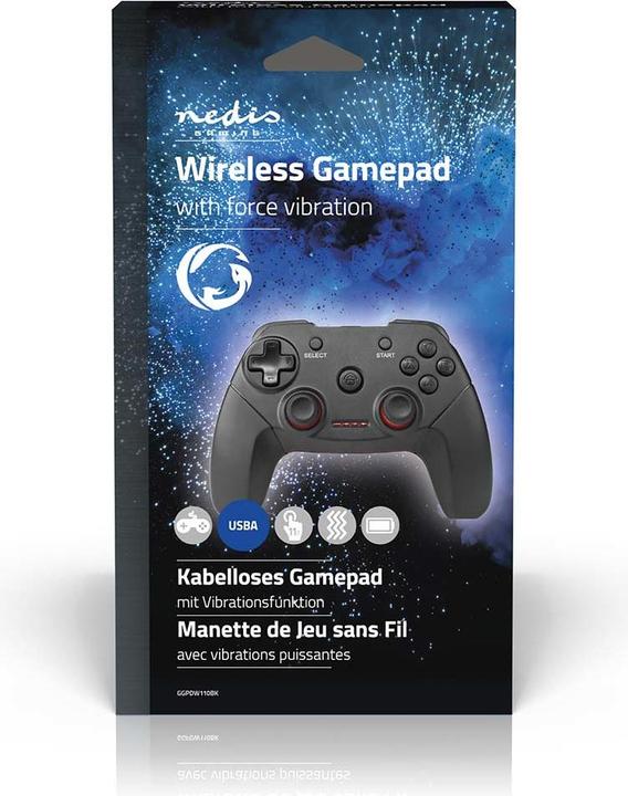 Actual product image Nedis Gamepad | Wireless | Battery-powered | PC | Number of buttons: 11 | Cable length: 1.00 m | Black (PC)