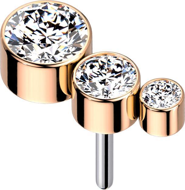 Immagine prodotto Star Piercing Threadless oro rosa discendente tre cristalli argento (Titanio G23, senza ottone)