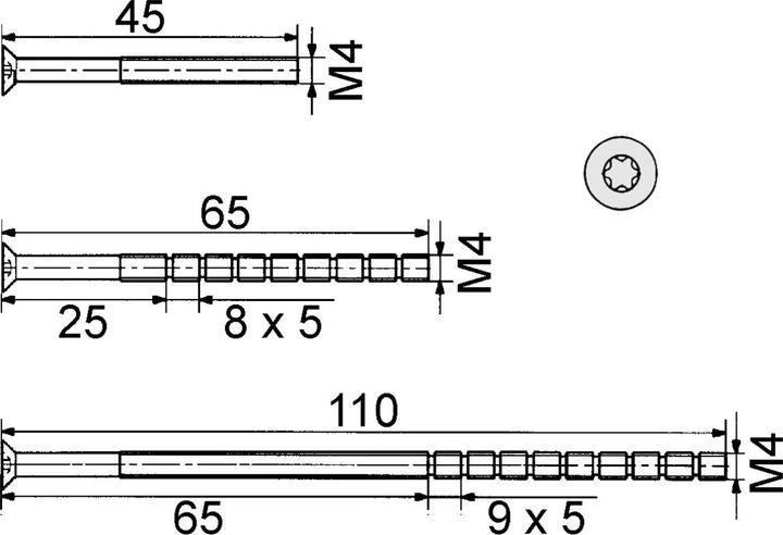 Actual product image Glutz Fastening screws M 4 (Door handle)