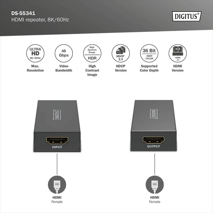 Actual product image Digitus HDMI repeater, 8K/60Hz