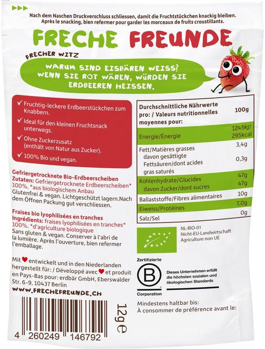 Nährwerte und Zutaten Freche Freunde Erdbeere (12 g)