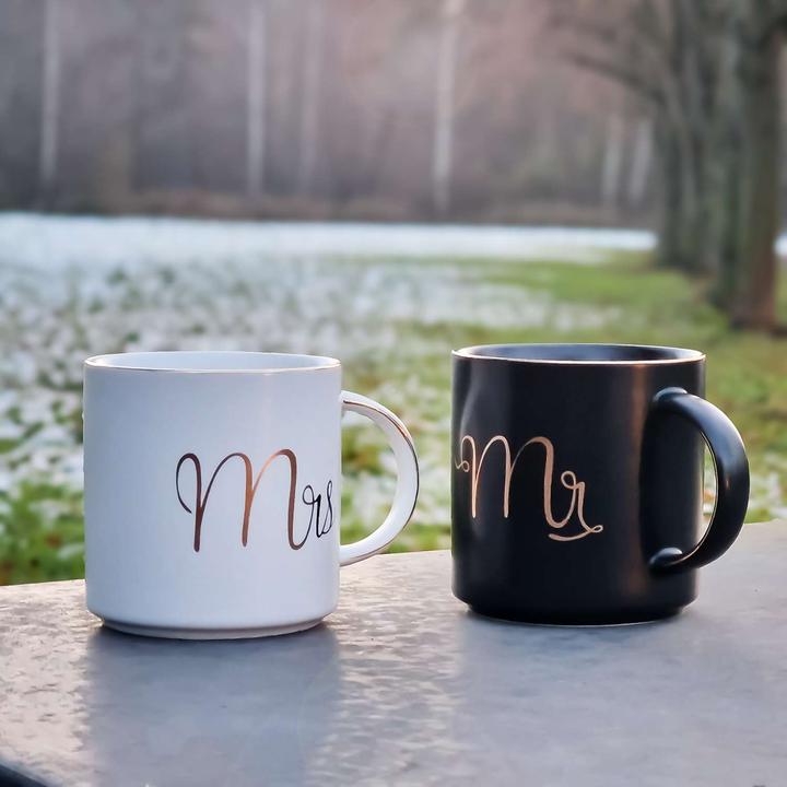 Produktbild Intirilife Kaffeetasse mit Goldrand und Aufschrift Mrs Hochzeit (300 ml, 1 x)