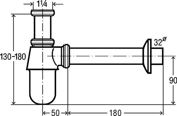 Immagine prodotto Viega Trappola per odori a bottiglia 5753 G 1 1/4x32mm, ottone, cromato (Connettore sifone, 1 1/4")
