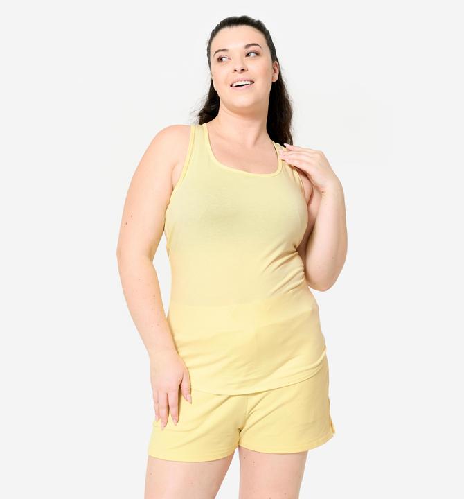 Image du produit Domyos Débardeur slim col rond fitness femme, jaune pastel (XS)