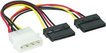 Produktbild Good Connections Y-Stromkabel 1x 4pin Stecker an 2x 15pin, Länge: ca. 15cm, ®