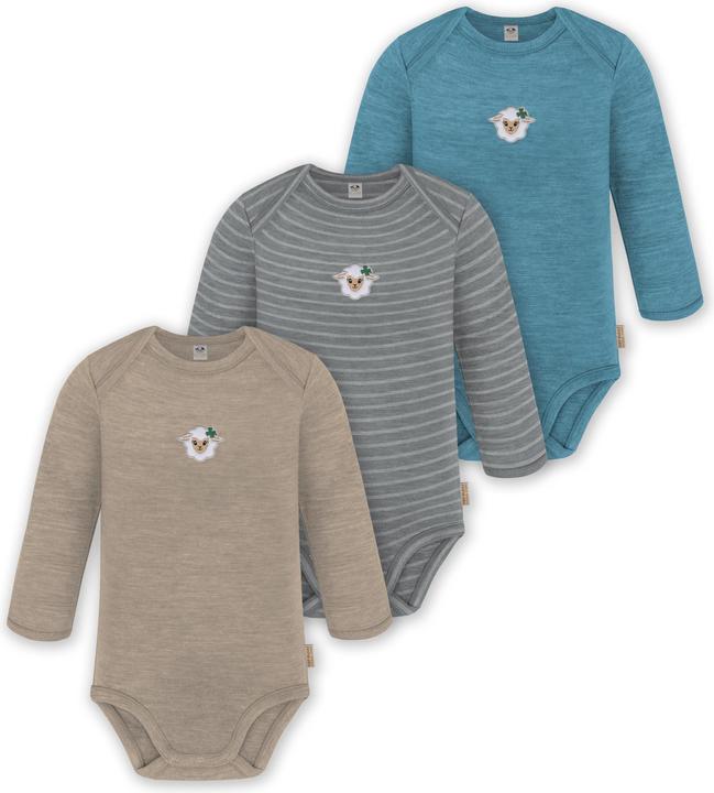 Normani 3er Pack Baby Merino Body Langarm „Auckland" - 9375