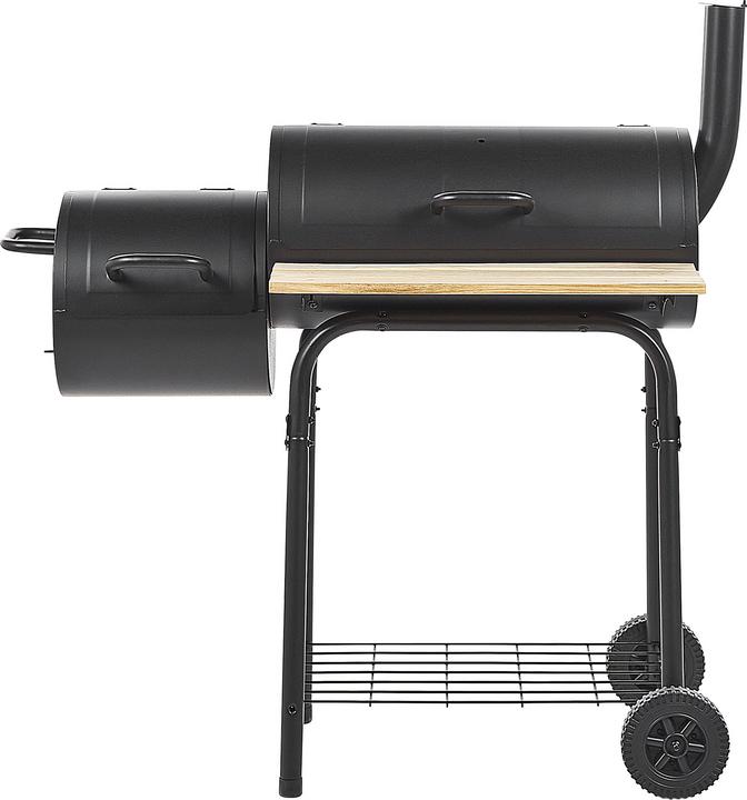 Produktbild Beliani Holzkohlegrill mit Räucherkammer schwarz rollbar SATAH (31 cm)