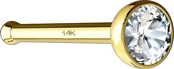 Image du produit Star Piercing Clou de nez droit en or 14k avec cristal argenté (Or 14k, sans laiton)