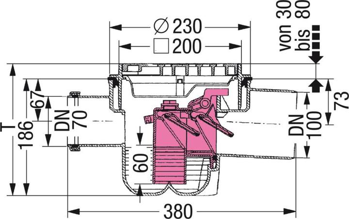 Produktbild Kessel Kellerablauf Universal 27621 DN 100 m. Doppelrückstauver. m. ED Rost
