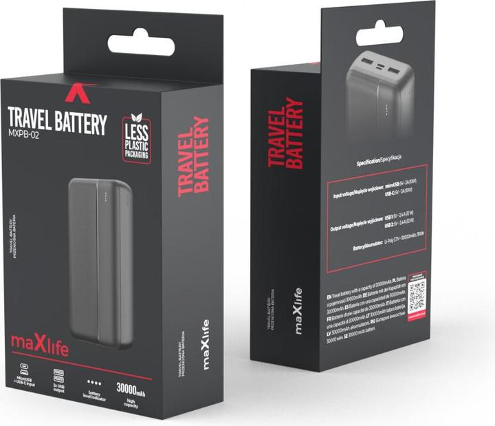 Image du produit Maxlife power bank MXPB-02 30000 mAh noir (30000 mAh, 12 W)