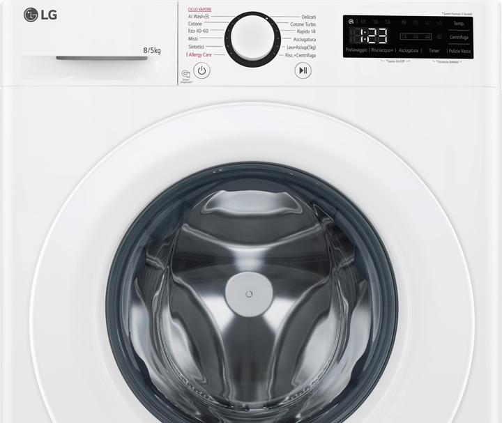 Actual product image LG D2R3S08NSWW Washer-dryer slim 8/5kg AI DD, Class E, 1200 rpm, AI Wash, Steam