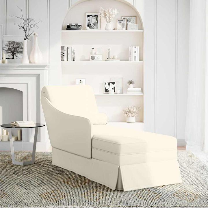 Immagine prodotto VidaXL Chaise longue con bolster e bracciolo destro in velluto crema