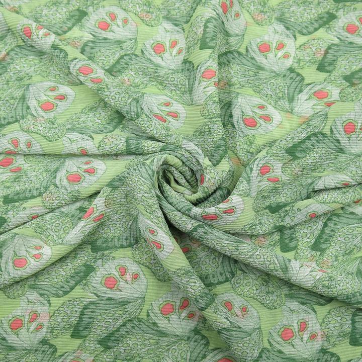 Produktbild Stoffrestposten Plissee Chiffon - Schmetterlinge auf Mint