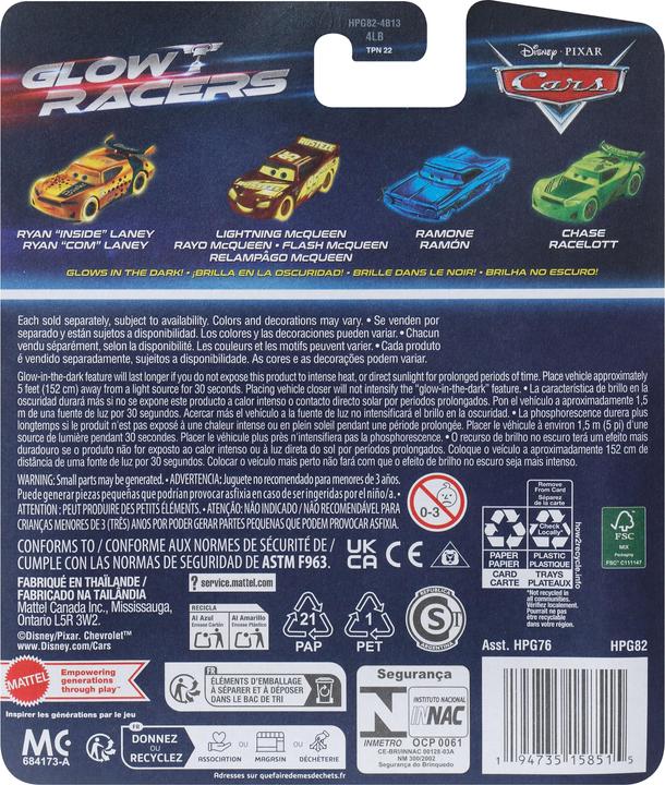 Actual product image Mattel Disney and Pixar Cars Glow Racers J