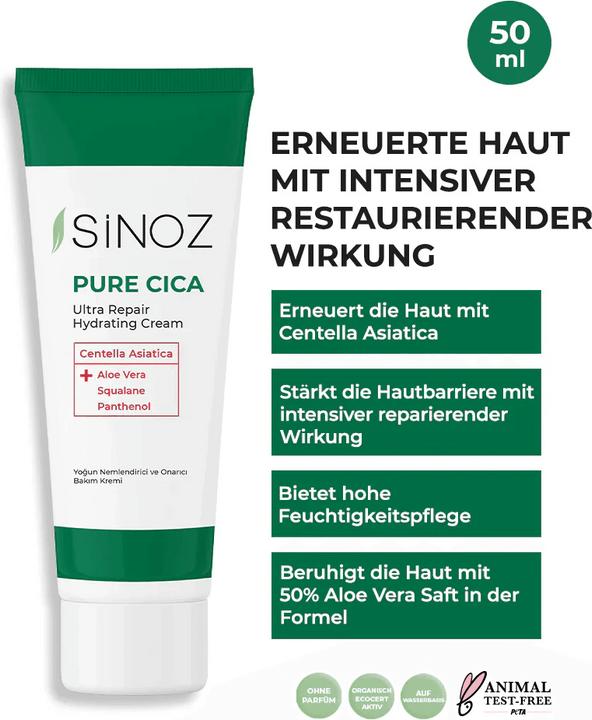 Etichetta energetica Sinoz Pure Cica Ultra Repair Cream (50 ml, Tonico per il viso)