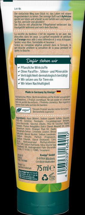 Nährwerte und Zutaten Kneipp Aroma-Pflegedusche Sei frech, verrückt und glücklich! MINI (75 ml)