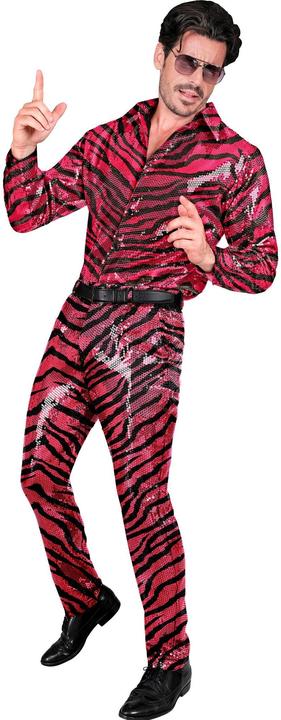 Immagine prodotto Widmann Pantaloni da uomo con paillettes in look zebrato nero/rosa (S)