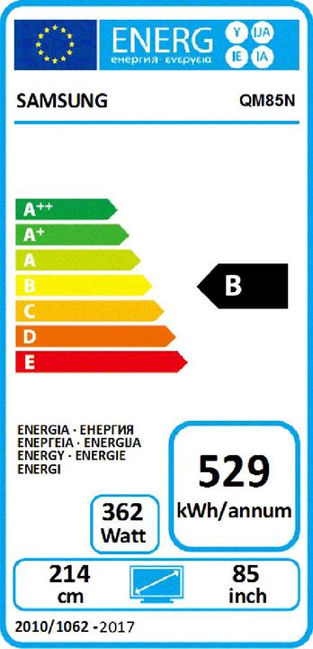 Energie-Label Samsung QM85N (3840 x 2160 Pixel, 85")