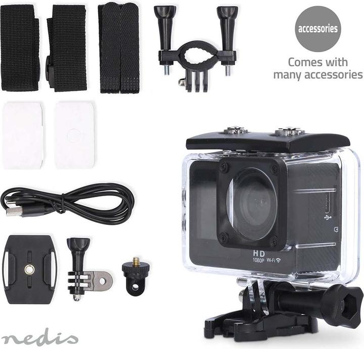Produktbild Nedis Action Cam | Dualer Bildschirm | 1080p@30fps | 12 MPixel | Wasserdicht bis: 30.0 m | 70 min | (30p, WLAN)