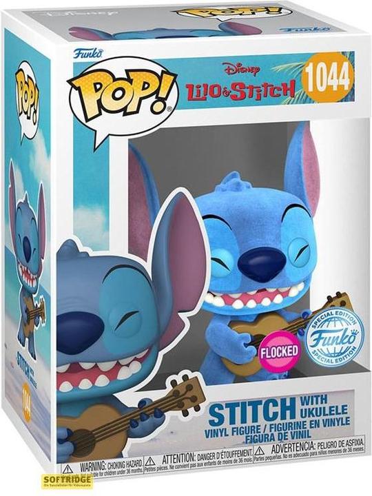 Actual product image Funko DISNEY - POP N° XXX - Ukelele Stitch (FLOCKED) +T-shirt (XL)