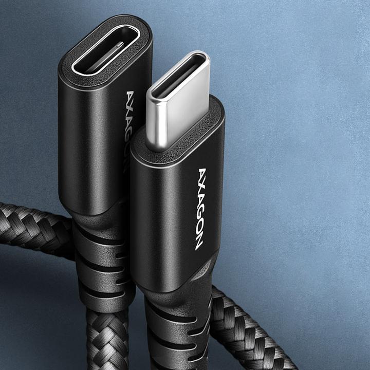 Actual product image Axagon BUCM32-CF15AB Kabelis Extension Cable Gen2 USB-C - USB-C 1.5 m, 5 A, 20 Gbit (1.50 m, USB 3.2 Gen 2x2)