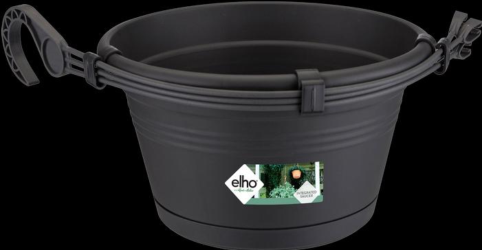 Actual product image Elho Potting Shed Set Green Basics plastic Ø 28 H 18 cm black incl. holder and saucer (29 cm)